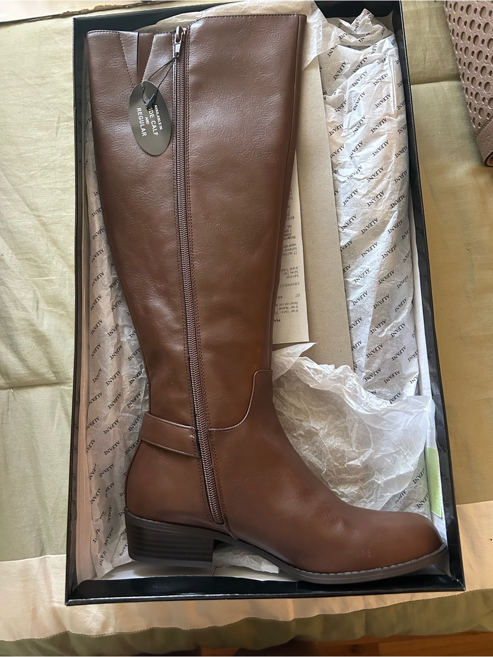 Alfani Brown Knee-High Leather-Look Riding Boots